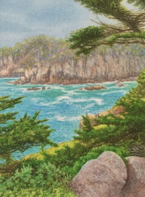 Miniature Painting of a California landscape by Rachelle Siegrist