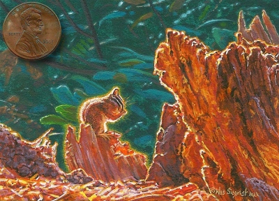 miniature painting of a chipmunk by Wes Siegrist